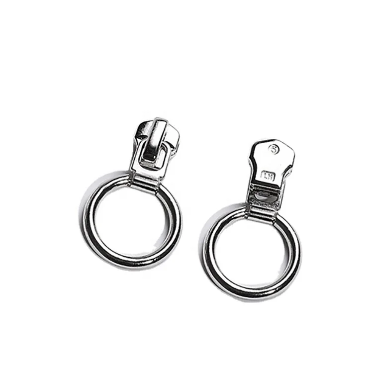 KYY Factory Price Hot Selling 7# Bag Zipper Slider with Designed Metal Round Ring Puller Zipper Accessories Zipper Head