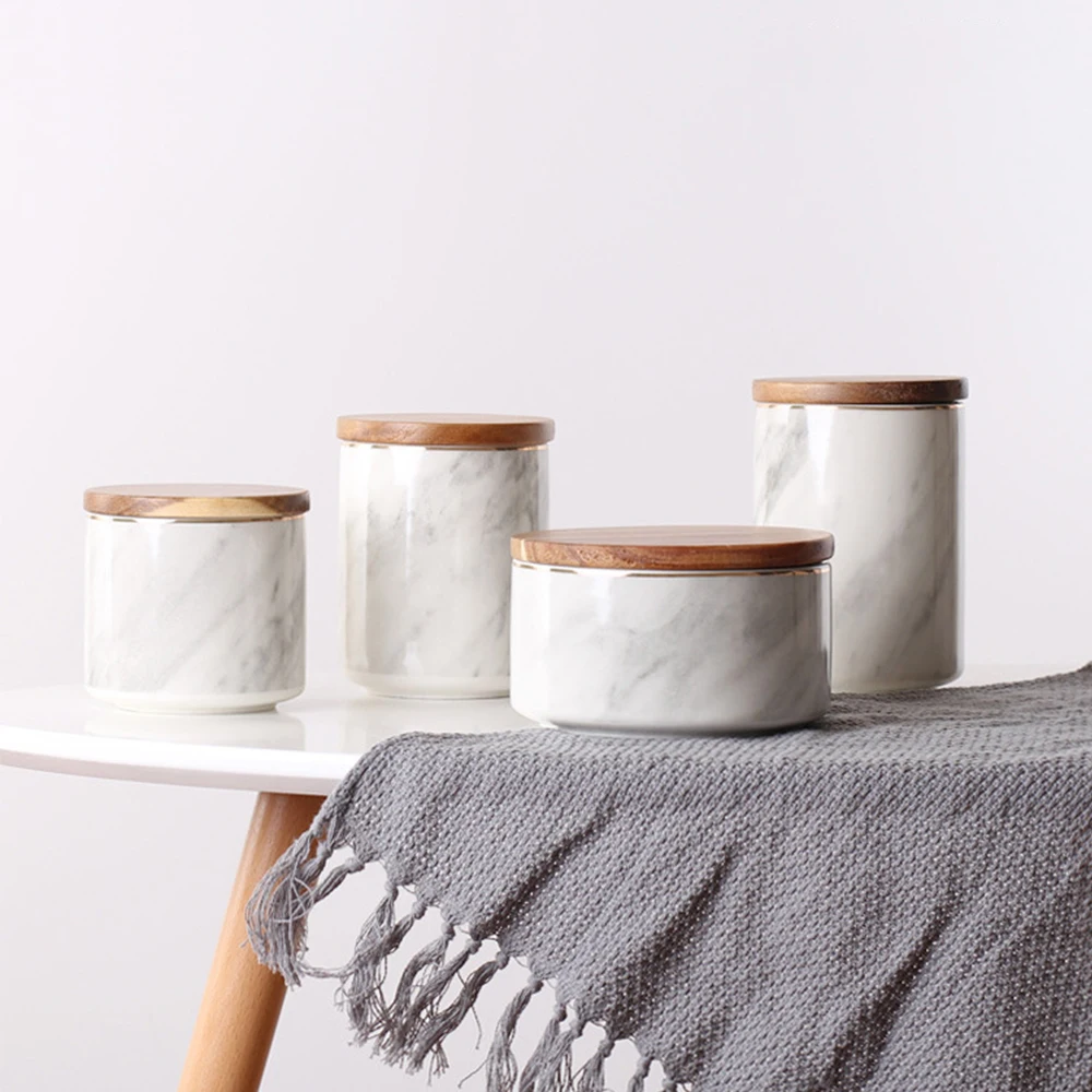 
Decorating candle holders stone ceramic marble luxury empty candle jars with lids 