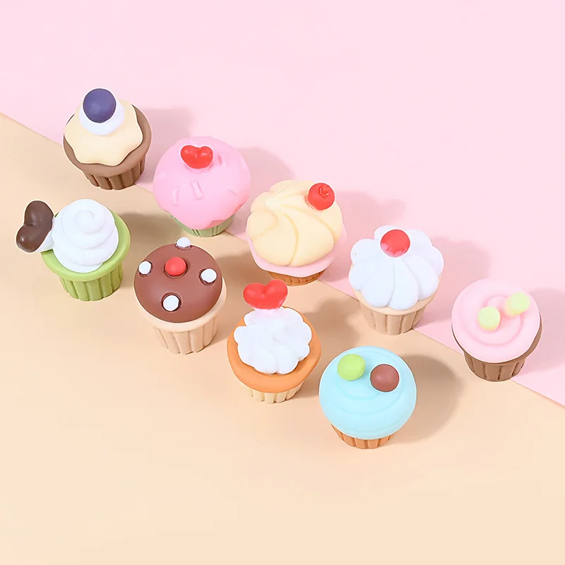 Wholesale Resin Charms Mini Cute Cup Cake For Slime Filler Kid DIY Mobile Phone Hair clip Keychain Decoration Craft