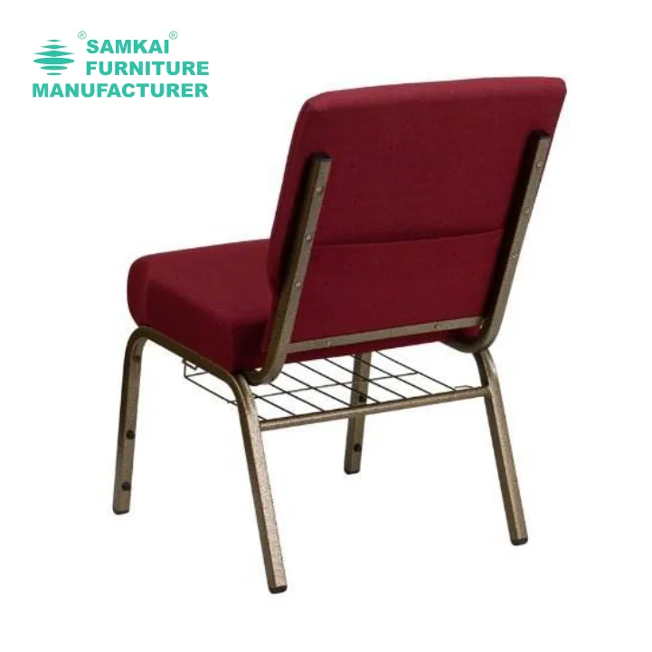SK-YHY-E001 Quality Metal Stackable Church Chairs with Comfort Padding Interlocking Design for Worship Auditoriums USA Wholesale