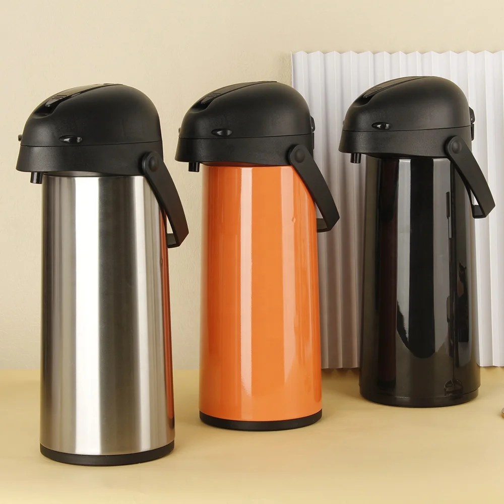 WUJO 1L 1.9L Plastic / Stainless Steel Body Free Sample Air Pressure Pump Level Airpot Thermos Flask for Home
