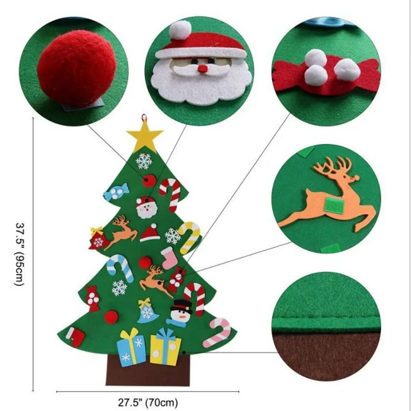 Kids DIY Felt Christmas Tree Christmas Decoration for Home New Year Gifts Santa Claus Xmas Tree