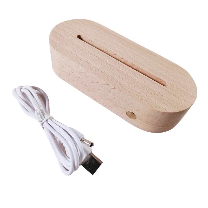 Custom Acrylic Sign Holder Wood Night Light Base Crystal Displaying Led Light Bases Rgb15mm Led Light Base