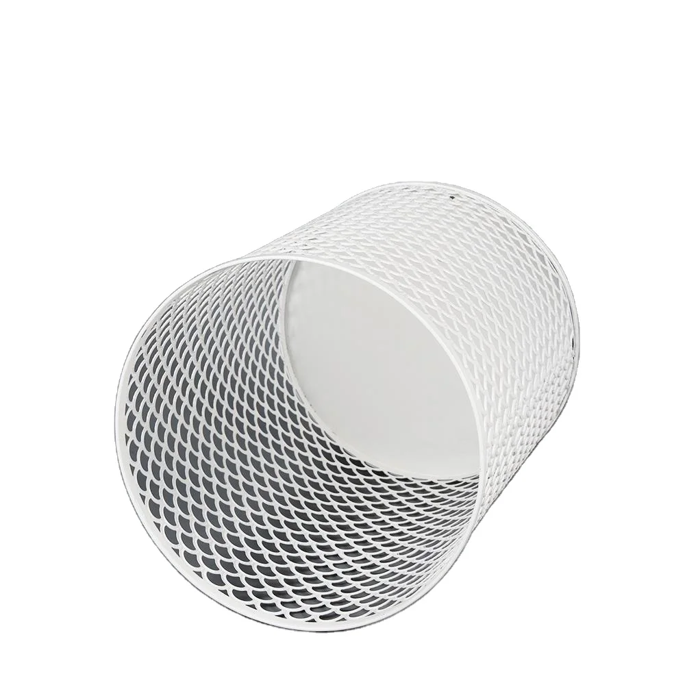 Wire mesh iron trash can office modern Nordic white round trash can