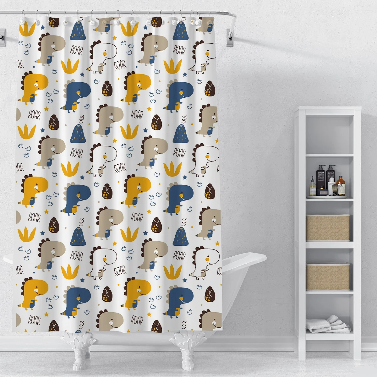3D printed colorful little Dinosaur shower curtain Waterproof shower curtain for bathroom mould proof