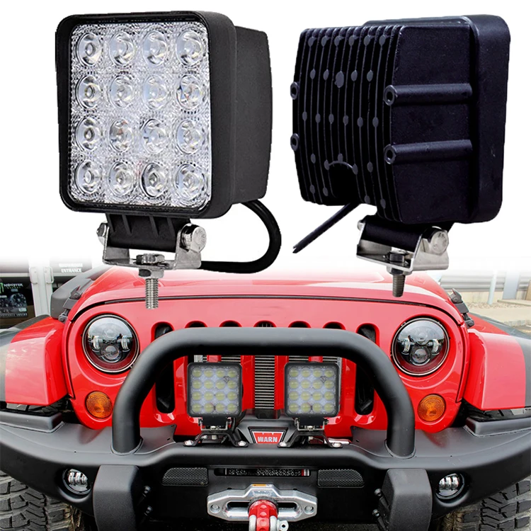 2023 wholesale 4inch LED fog light 6000K 48w square Car led work light for driving trucks Boats, tractors, Off-road light