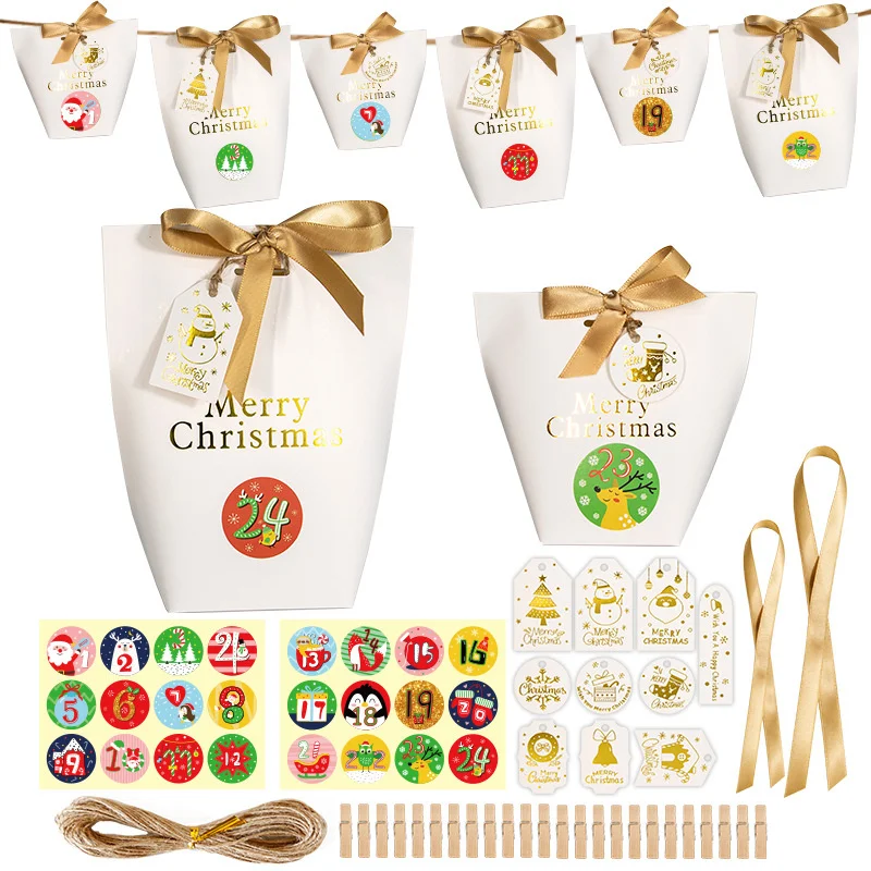 DIY Hanging Advent Calendar Christmas Candy Bag made of Silk and Linen Indoor Decoration Perfect Home Gift Idea