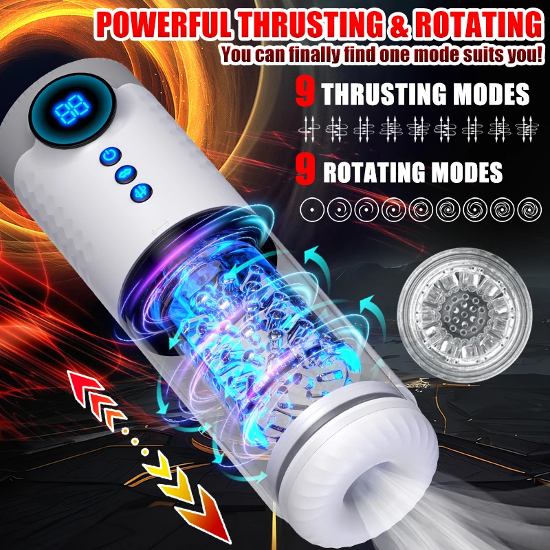 Adults Piston Automatic Rotation Masturbator Telescopic Male Masturbator Vagina Masturbation Equipment Sex Toys for Men