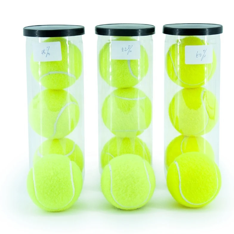 Soft tennis balls made of rubber and wool can be used for training or competition