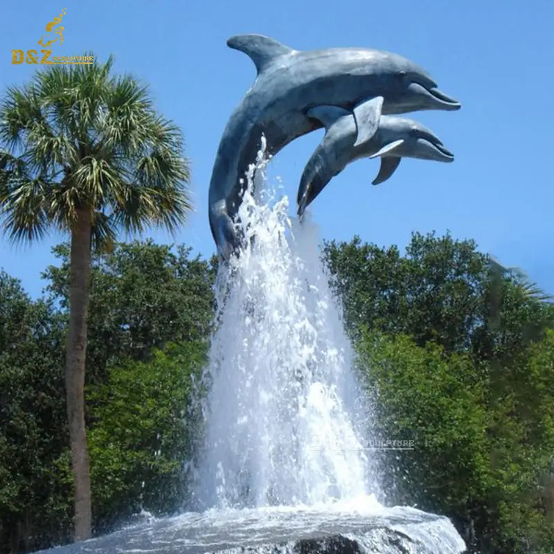 modern metal bronze /brass dolphin statue water fountain for pool
