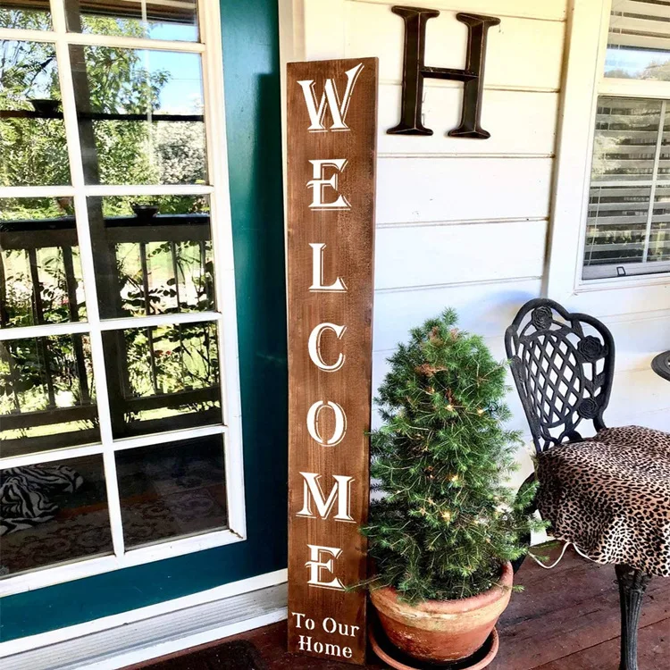 new design rustic style front door welcome home sign