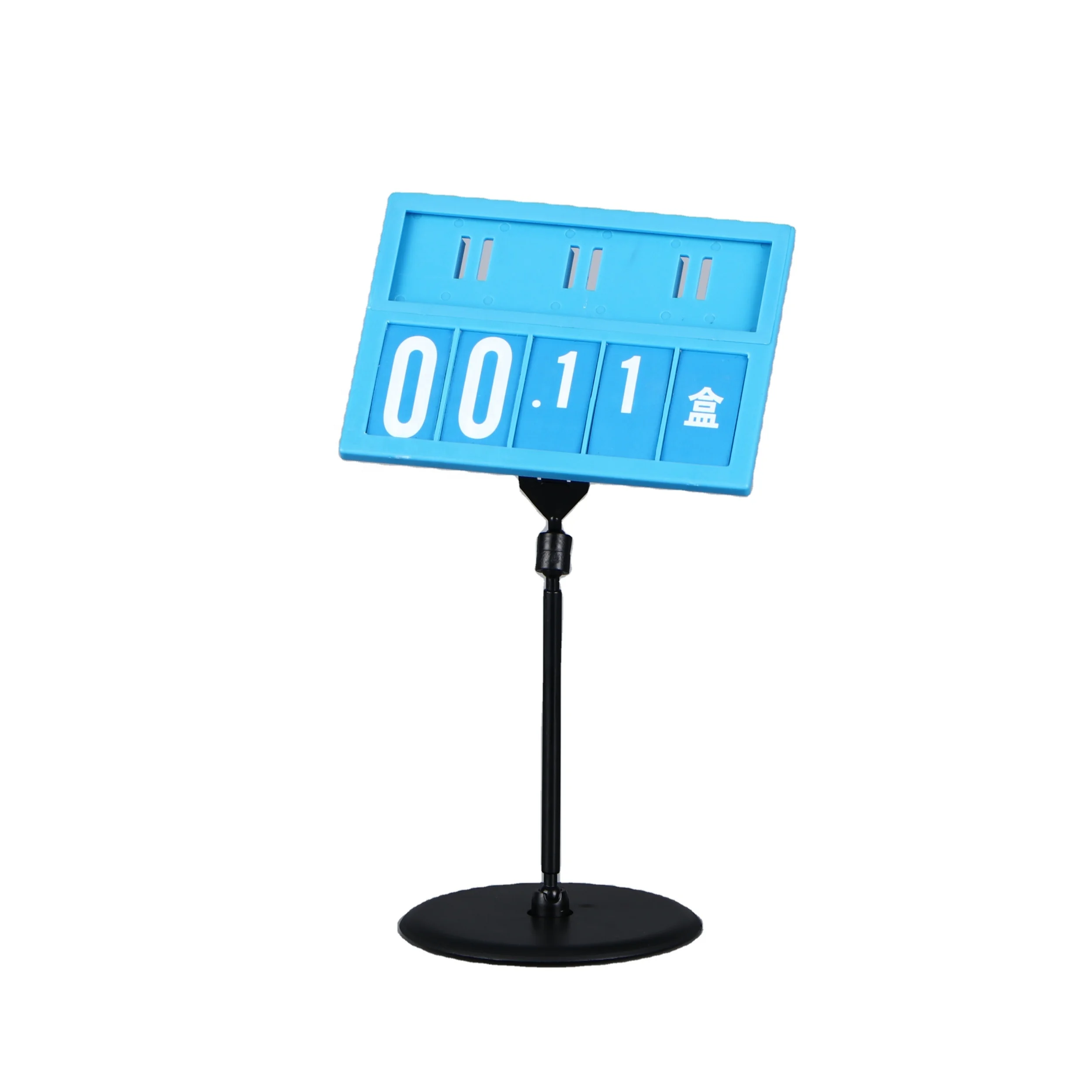 Hot sale small sign holder round base price stand cable clip adjustable holder for the supermarket promotion