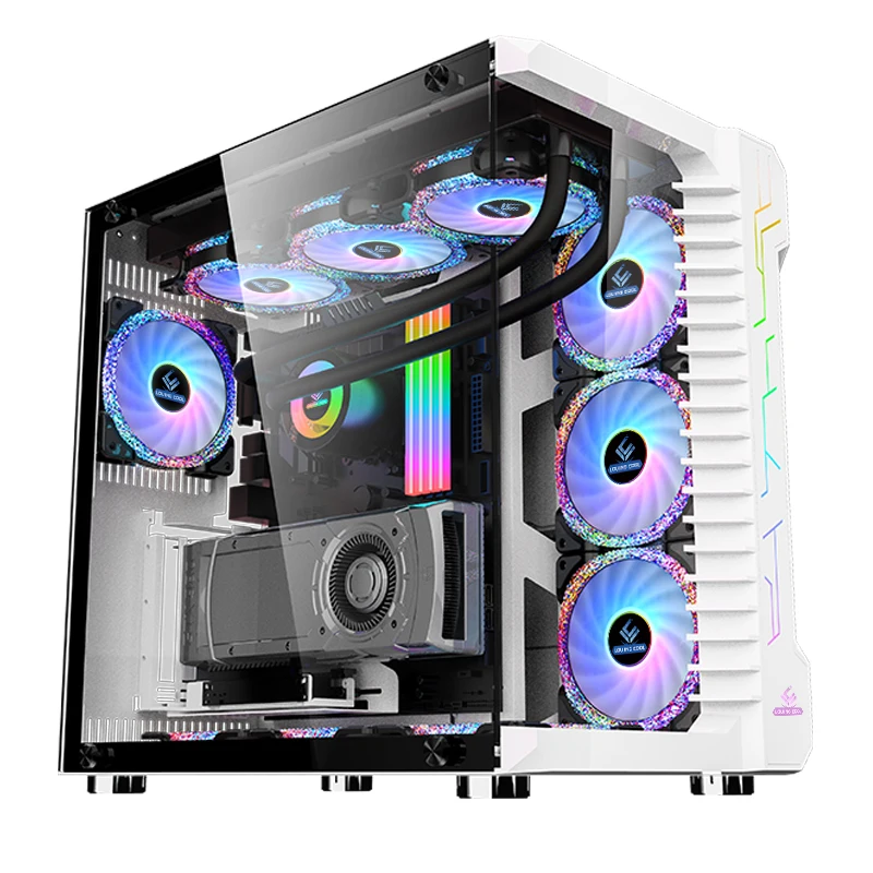 Новый Модный популярный настольный корпус для игрового компьютера ATX с 10 RGB охлаждающими вентиляторами