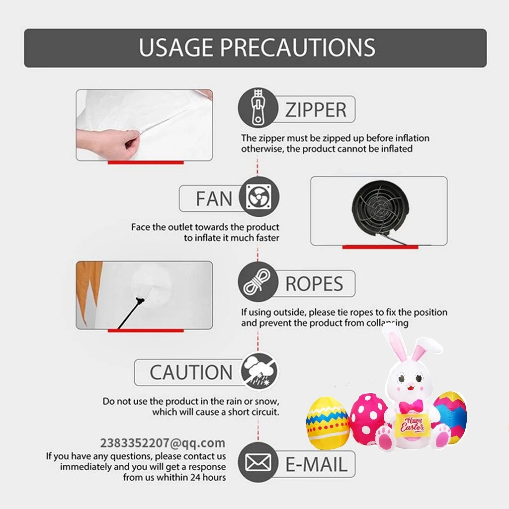 Factory Customization Inflatable Easter Bunny With Colorful Eggs Decorations Outdoor Lawn Inflatable Easter Decorations