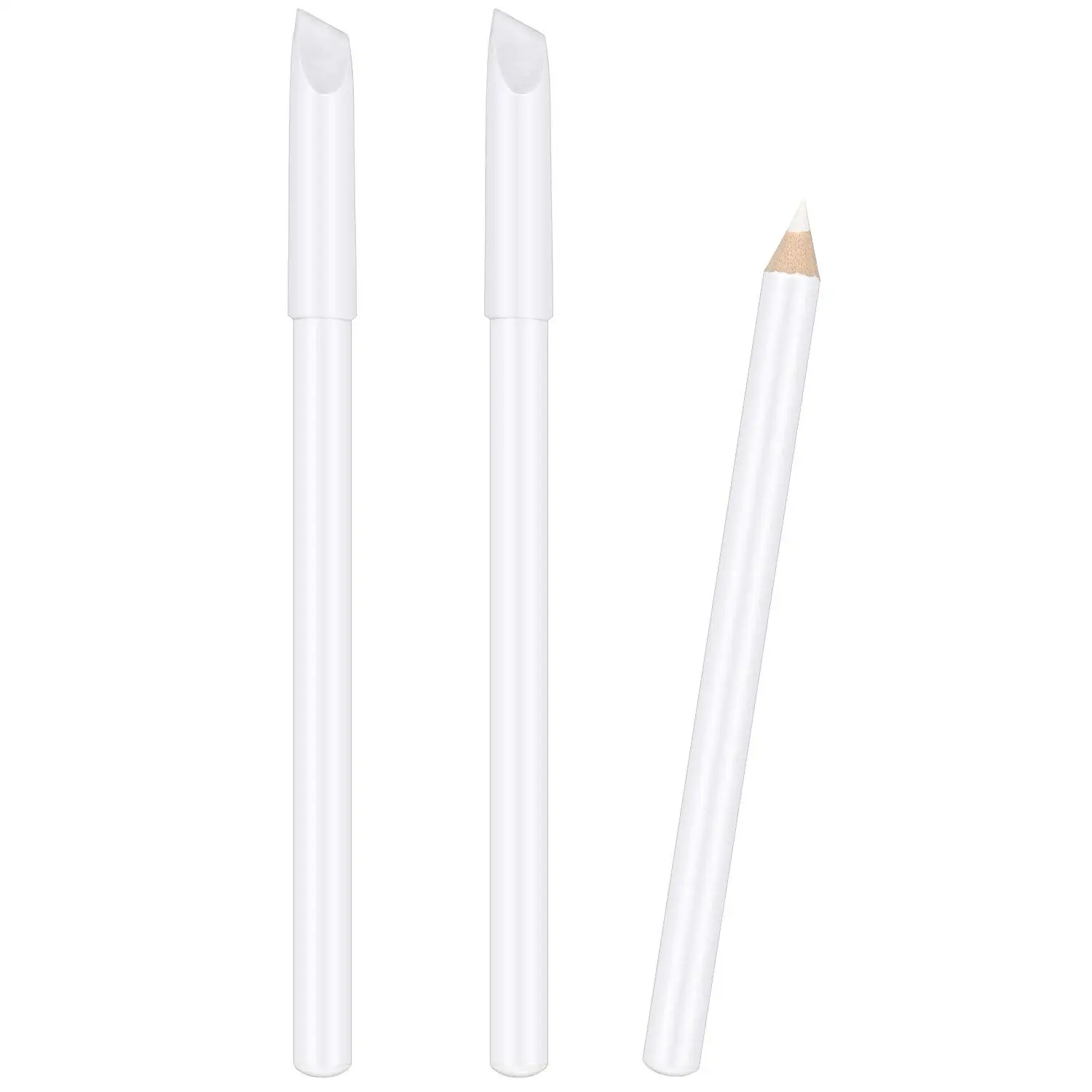 2021 3 Pieces White Nail Pencil 2-in-1 Nail Whitening Pencils Nail Art Pencils with Cuticle Pusher