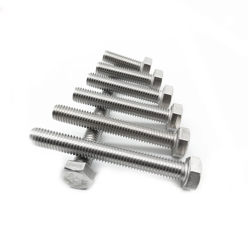 HSL Factory High DIN933 Nickel 200 Full Thread Hexagon Stainless Steel 304 Bolt Plain Finish Hex Bolt