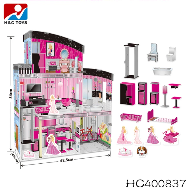 Educational toys kids plastic toy doll house pretend toy villa