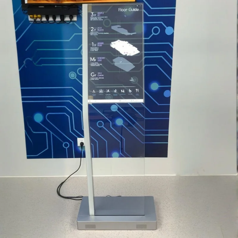 30 Inch Highly Transparent Oled Display Minimalist Structure Glass Body Touch Screen Transparent Oled Visitor Machine