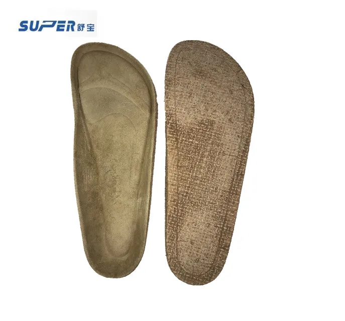 Real cork cow leather orthotic midsole for sandals and slippers