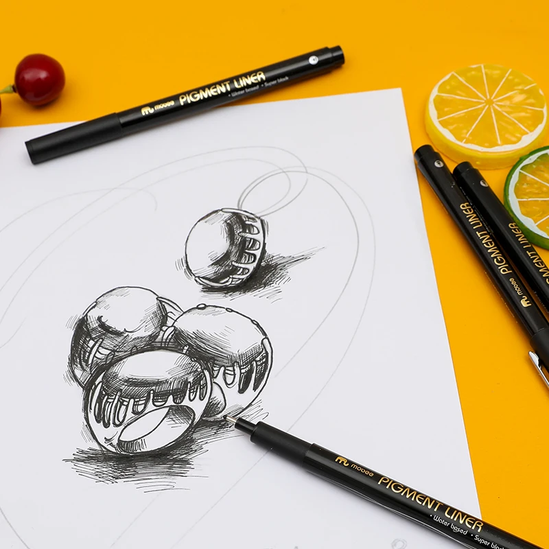 MOBEE P-621A12  fineliner marker with clip art supplies writing smoothly different size factory price fine liner pen set