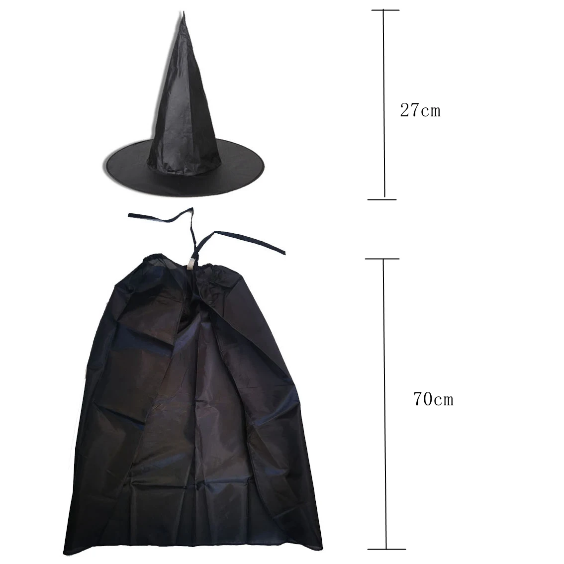 Black Witch Hat Cape Halloween Costume Wizard Cape Witch Cloak Hat  for Kids