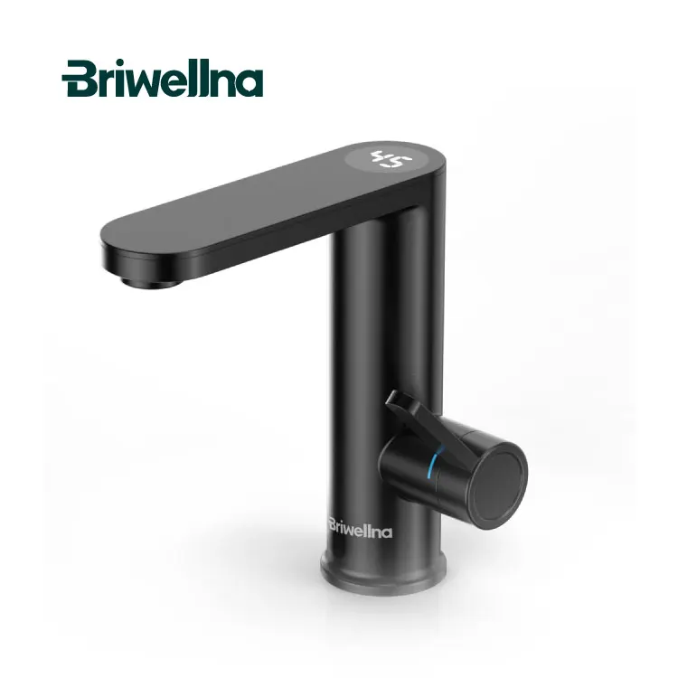 Briwellna Heating Tap LED Digital Display Basin Mixer Tap 2 in 1 Instant Electric Water Heater Tap Single Lever Geyser Faucet