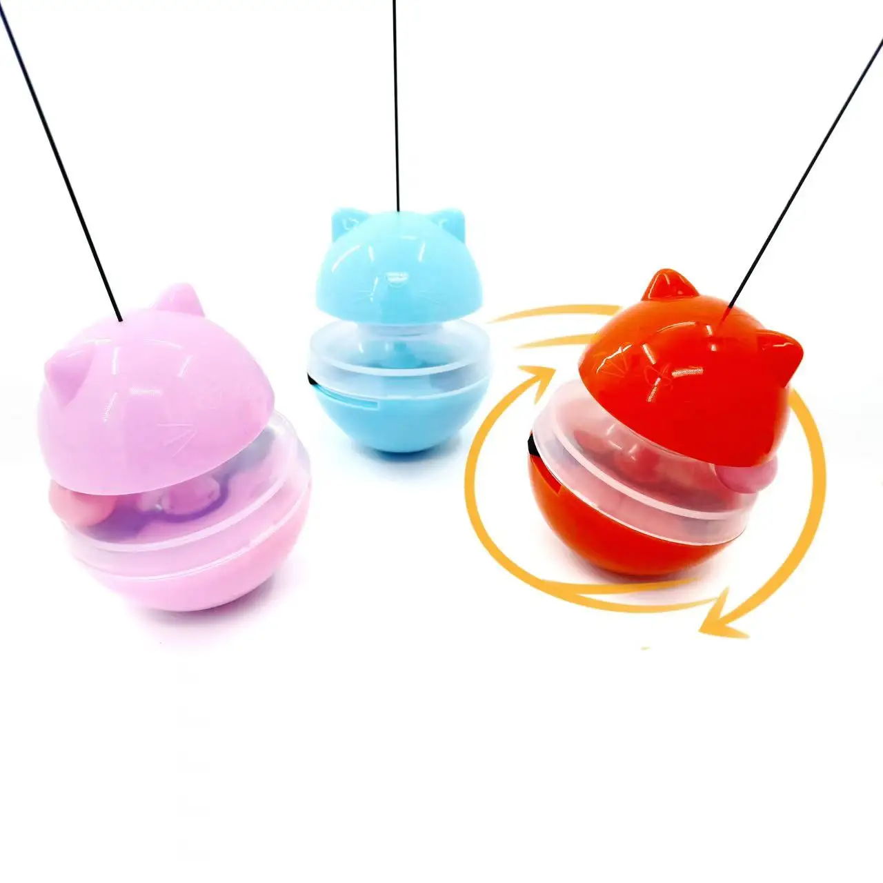 Feather Pole Tumbler for Pets for Playing with Missed Food Ball Fun Pet Toy