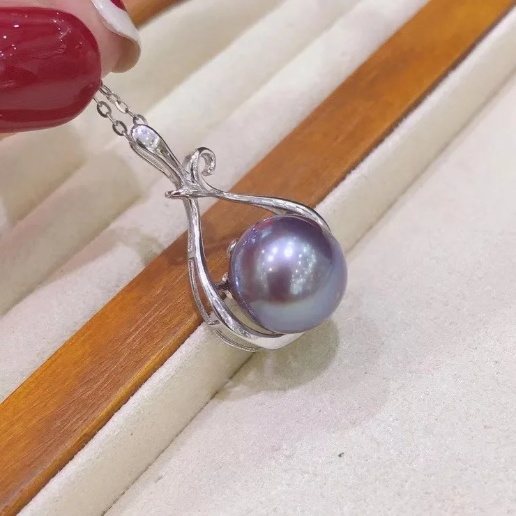 923P 11-12 мм настоящий натуральный пресноводный жемчуг ожерелье с 925 пробы серебром с позолоченным кулоном Ожерелье