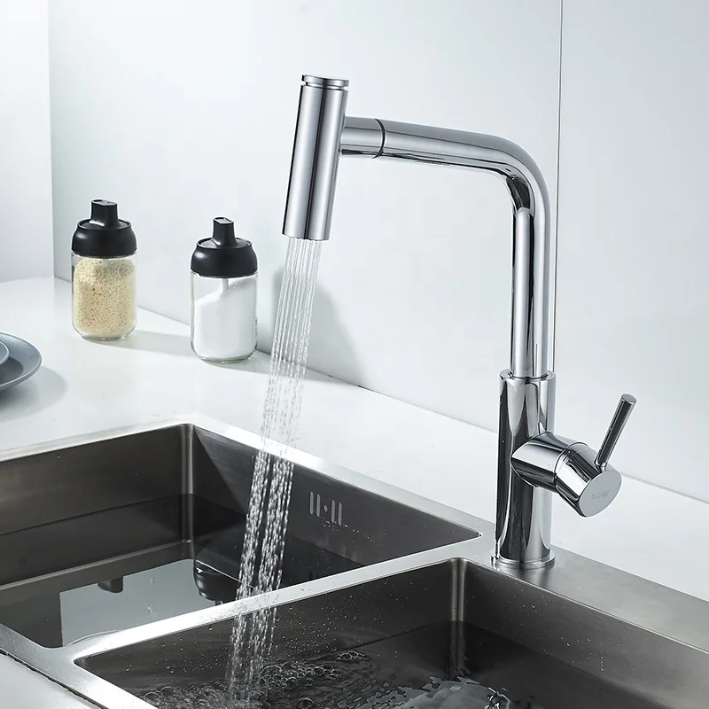 Momali factory customization sanitary ware rainfall kitchen water tap chrome brass pull out sink faucet flexible kitchen faucet