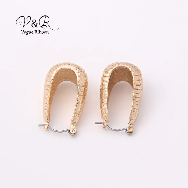 V&R Qingdao Jewelry Bijoux Wide Hammered Textured Chunky Endless Hoop Earring Alloy Earrings