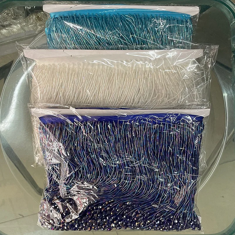 Crystal Castle 15cm Decorative Trimming With Rhinestones Dresses Strass Lace Dance Clothes Glass Bead Tassel Fringes