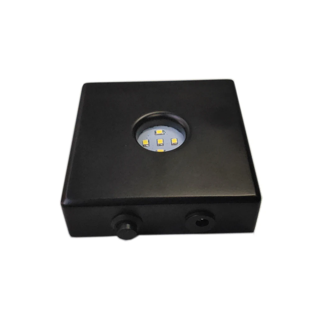 Matt Black stain Finish Wood White SMD Light Vase displaying LED Light Base