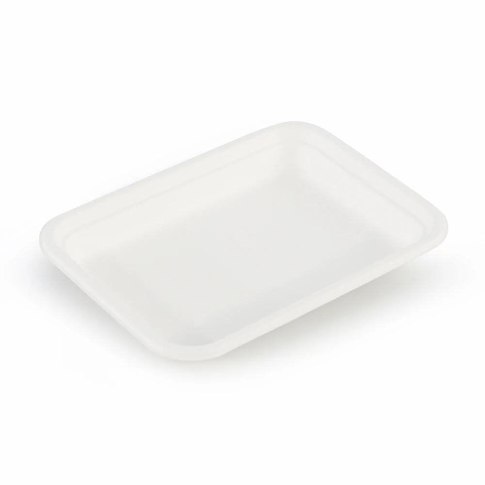 Biodegradable Rectangle Compostable Disposable Bagasse Pulp Sugarcane Plate Food Tray