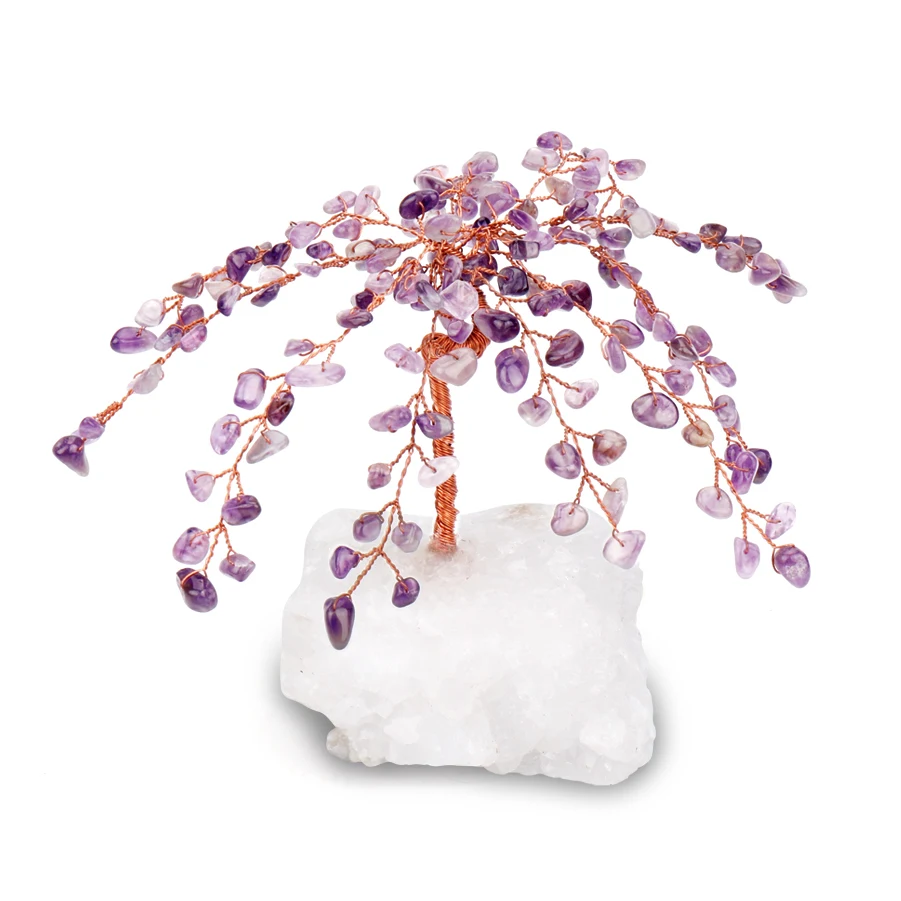 Wholesale Natural Real Multi Color Rose Quartz Amethyst Chip Chakra Healing Wire Gem Stone Gemstone Feng Shui Money Crystal Tree