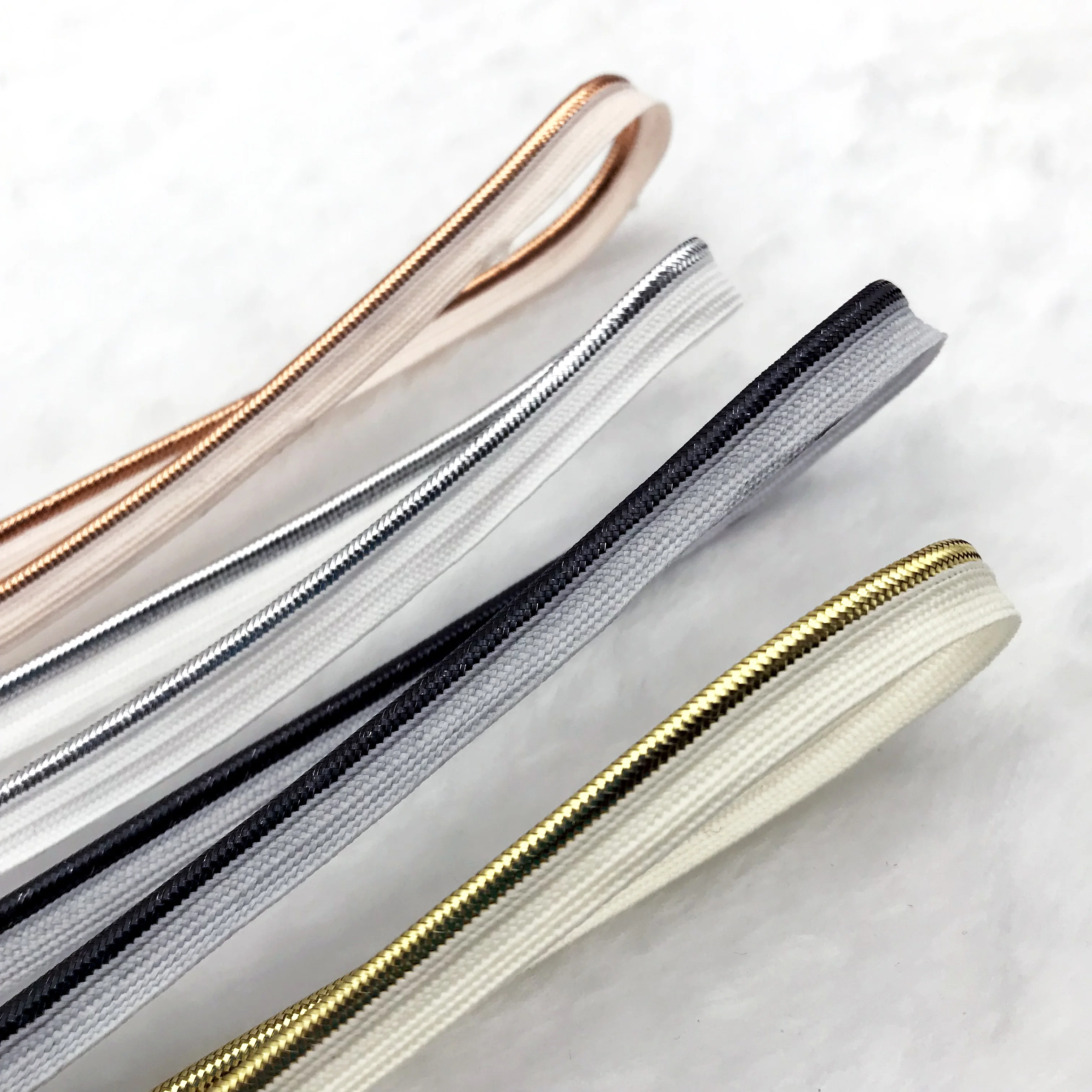 Bright polyester lurex piping cord tape in gold or silver