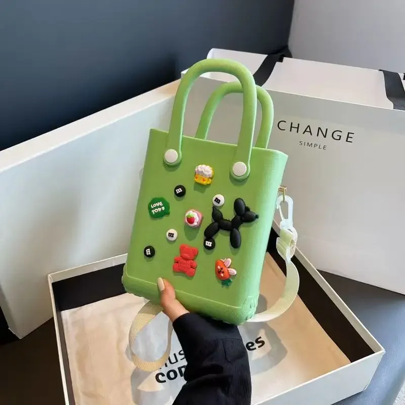 New Custom Color Mini EVA Handbag Jelly Cute Candy DIY Charms Tote Beach Bag Fashion Portable Durable Rubber Bogg Bag