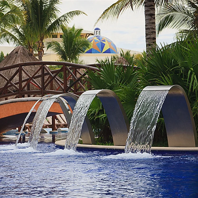 Outdoor Wall Fountain Water Pumps Rain Curtain Sheer Descent Waterfall,Garden Wall Mounted Glass Fiber Water Fountain Outdoor