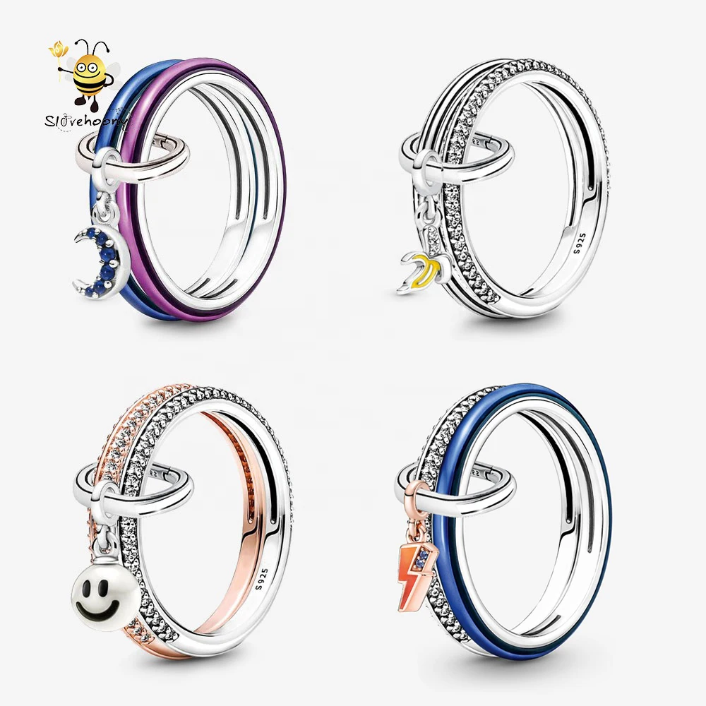 Набор Колец Slovehoony с разноцветными эмалью кольца кристаллами и подвесками п-Me ювелирные изделия из стерлингового серебра 925 пробы для женщин модные