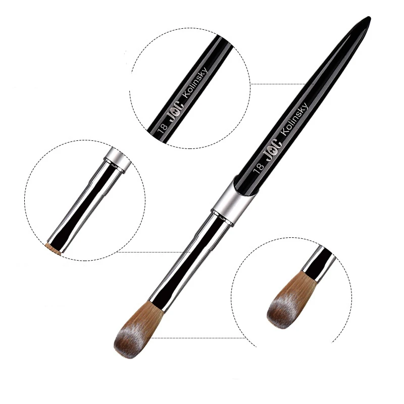 100% Pure Kolinsky Hair Nail Art Brush Round Nail Oval Brush Acrylic OEM Logo Black Color Handle