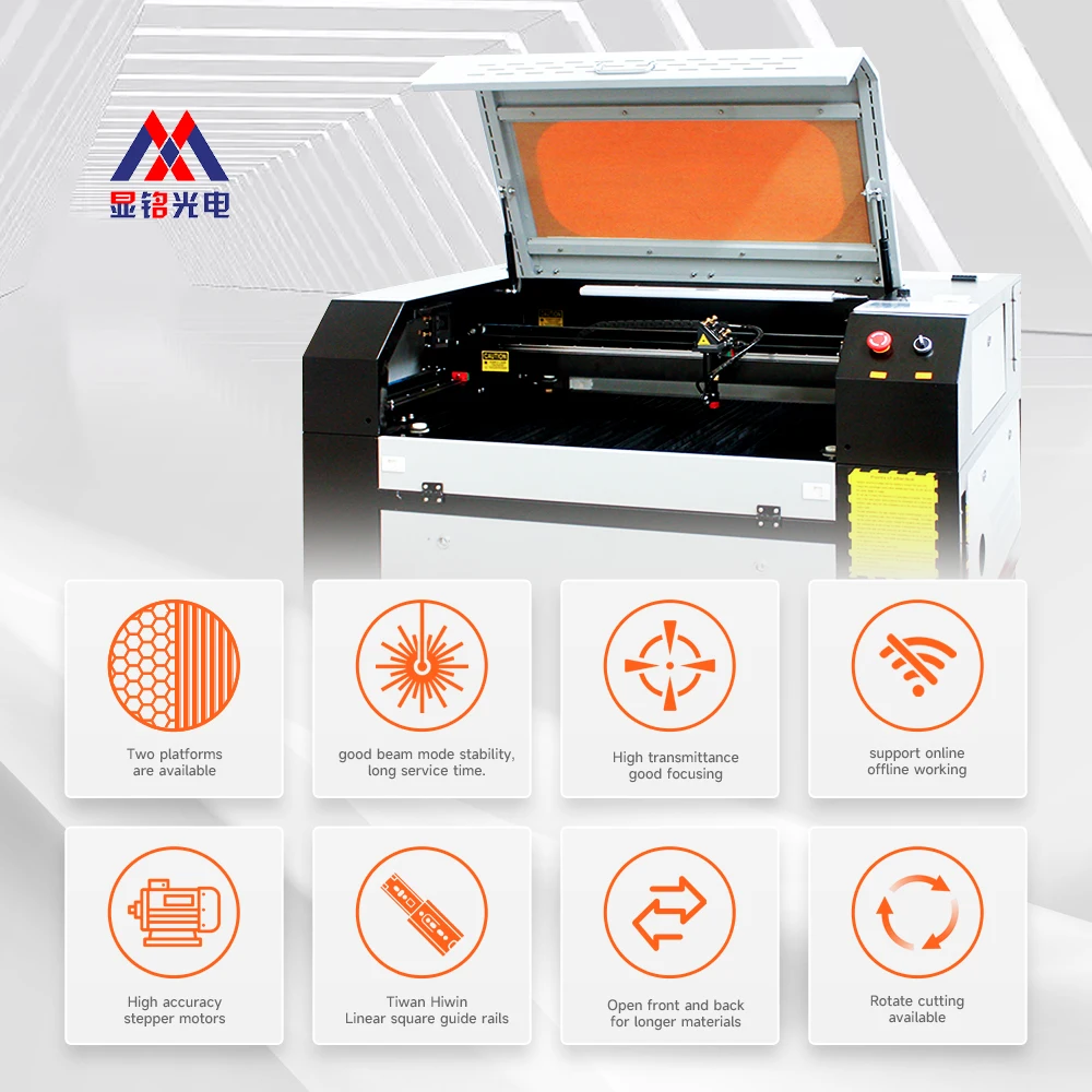XM High speed 60W 80W 100W 150W 5070 CO2 Laser Engraving and Cutting Machine for non-metal Glass leather