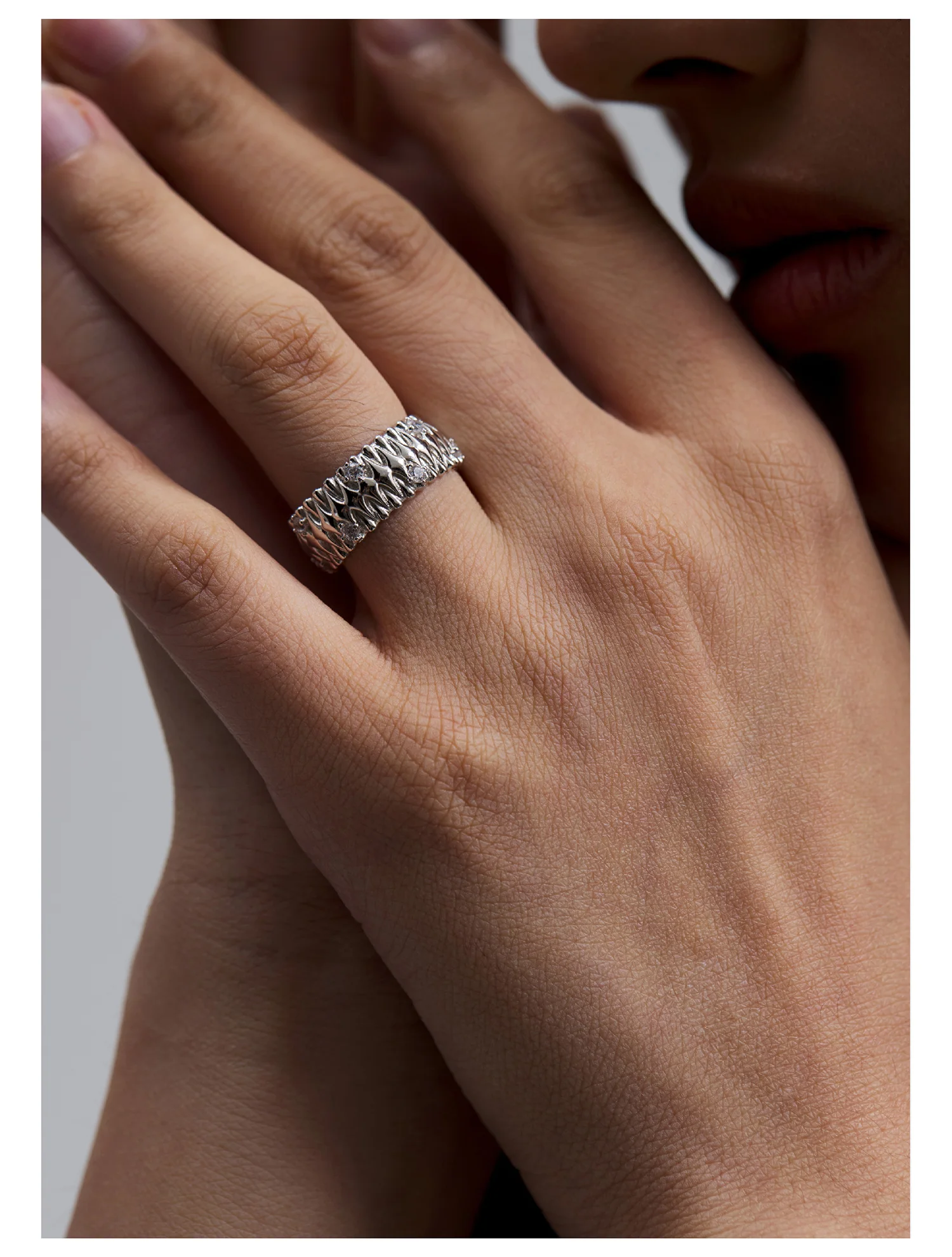 Matte Finish 18K Gold  Natura Diamond Accented Couple Rings  A Symbol of Eternal Love