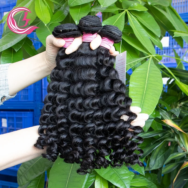 Clj Wholesale Tissage De Cheveux Mink Cuticle Aligned Peruvian Black 38 Inch Deep Wave Human Blend Bundles With Closure