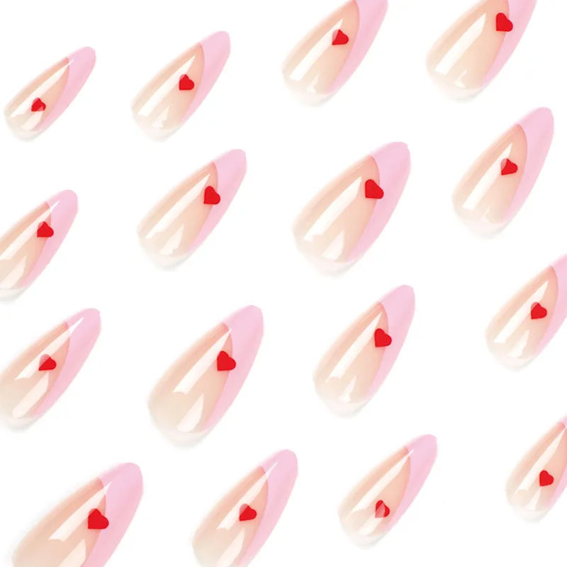 24 шт. изготовленные на заказ Короткие миндаля леди Французский ногтей советы пресс для ногтей, для нанесения с помощью клея искусственные ногти для женщин