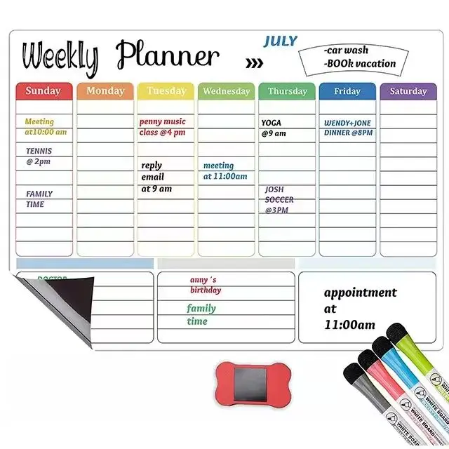 Магнитный календарь для сухой стирания, любой размер может стереть Стикеры для холодильника