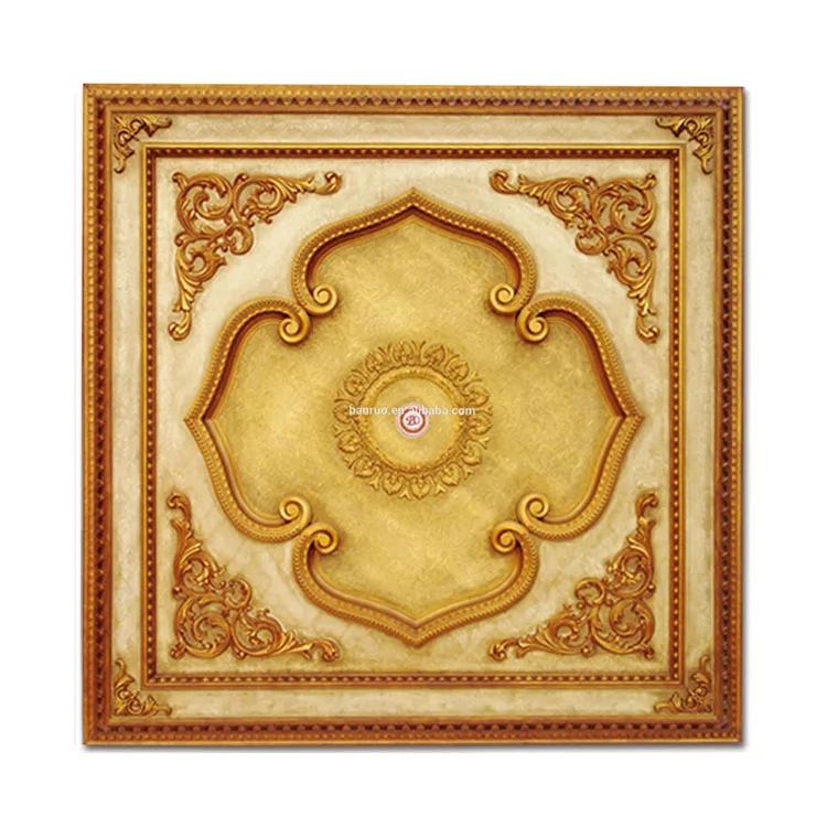 Banruo New PS Plastic Artistic Luxury Square Ceiling Panel Medallion lighting Decoration