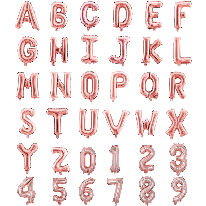 hot sale 16inch helium tank party balloons foil gold sliver pink blue letter alphabet happy birthday self inflatable balloons