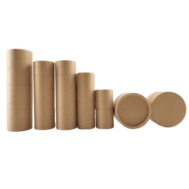 Eco Friendly High End Custom Printed Various Size Cosmetic Kraft Paper Tube Packaging Round
