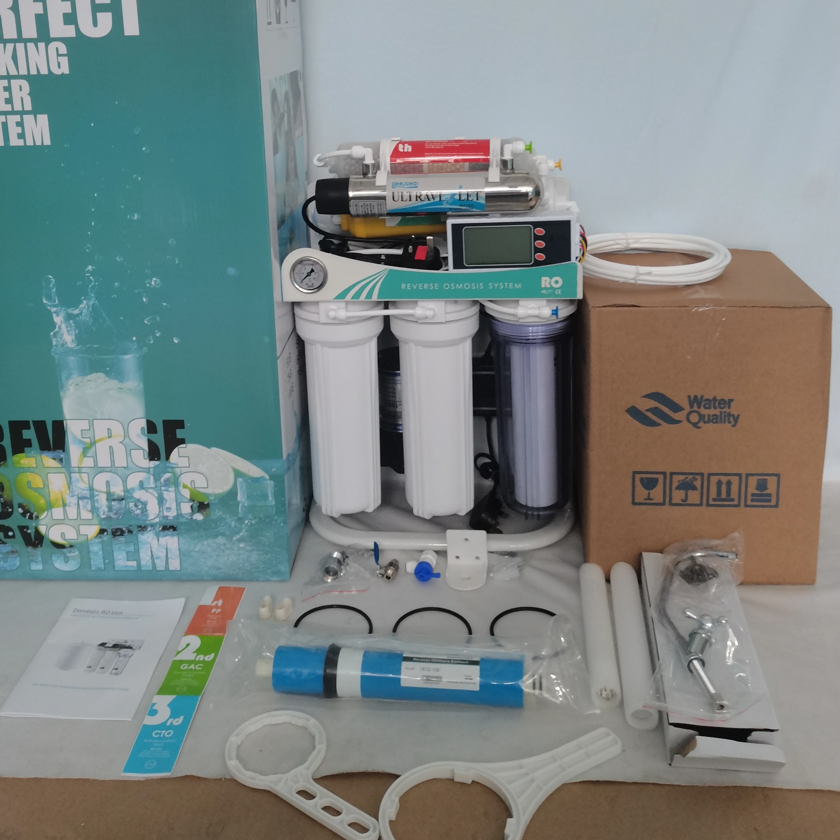 8 ступеней 100GPD + UV TDS дисплей обратного осмоса водная система для домашних водоочистителей