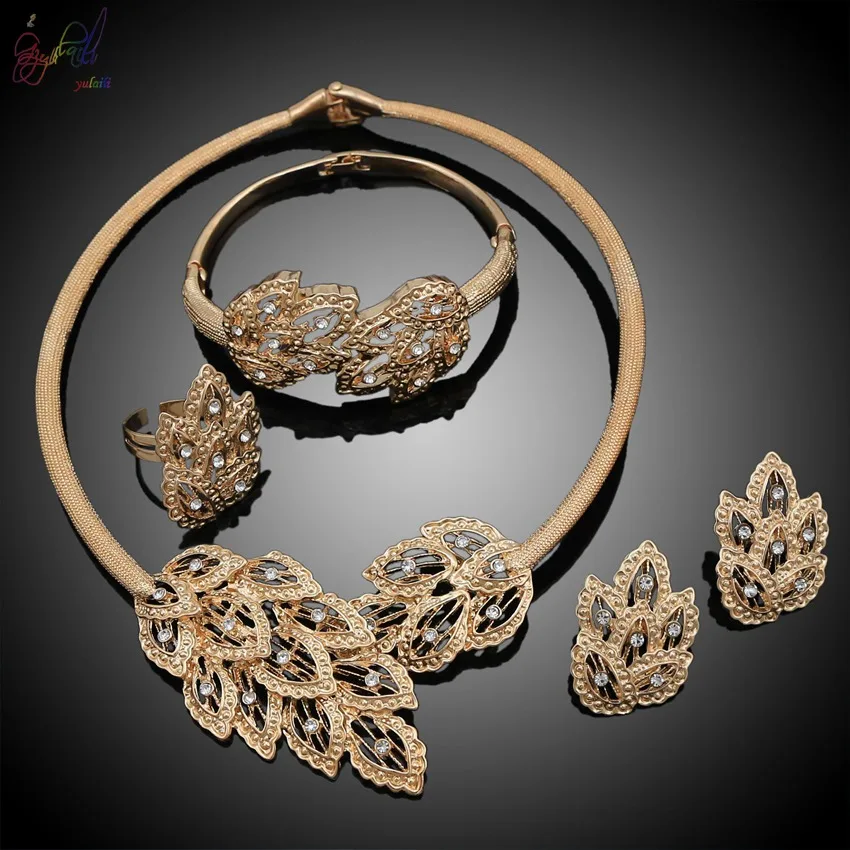 dubai 18k gold jewelry fashion women dubai gold jewelry set / wedding jewellery designs