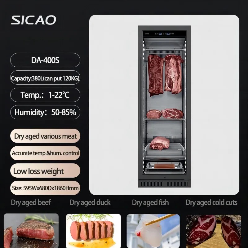 SICAO 380L Home Restaurant Beef Steak Sour Acid dry age cabinet Built In stainless steel Dri Dry Aging Aged  Fridge Refrigerator
